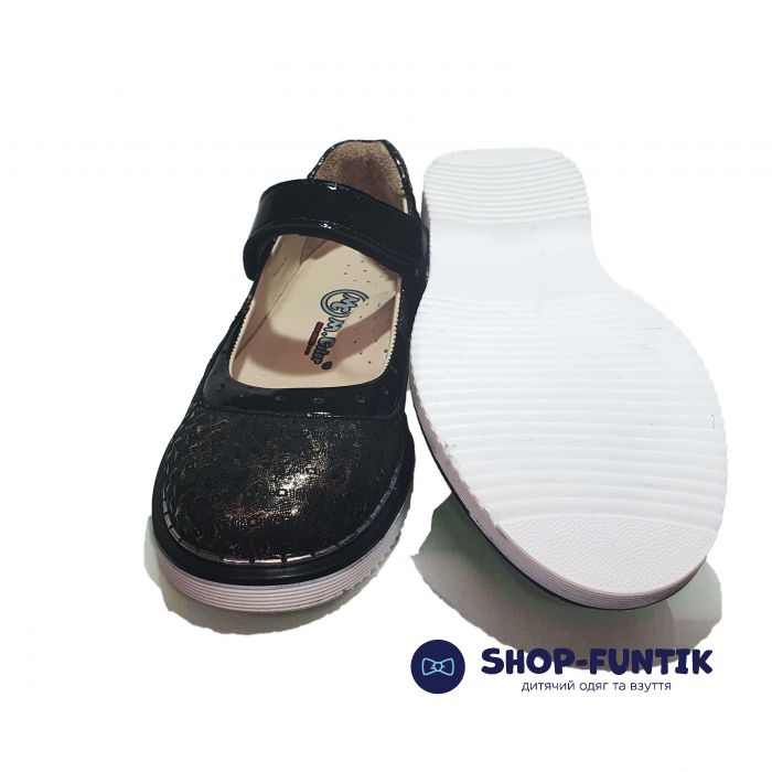 Туфли  Minicolor черно-золотистые с лазерным напылением