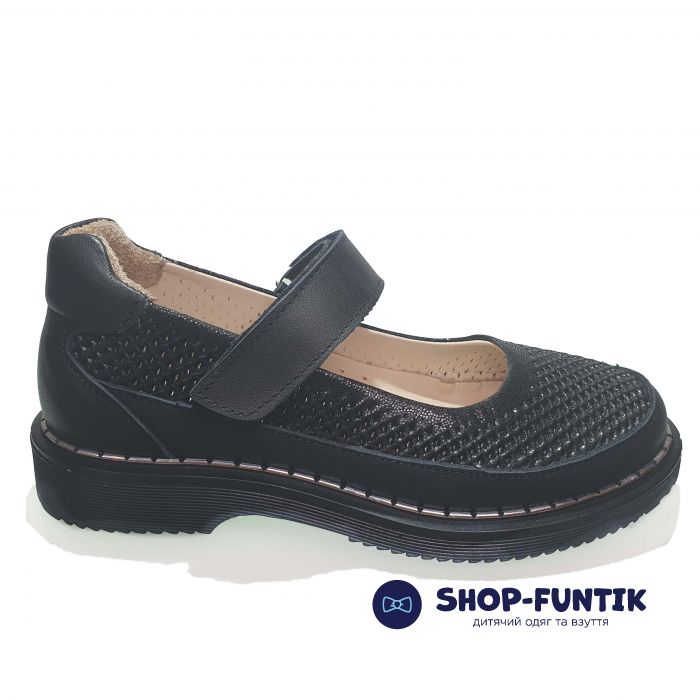 Туфли  Minicolor черные  со сквозной перфорацией