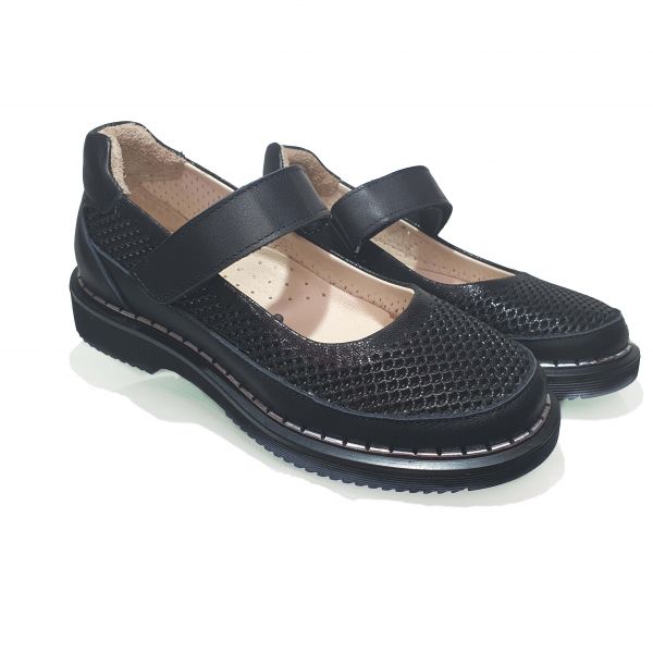 Туфли  Minicolor черные  со сквозной перфорацией