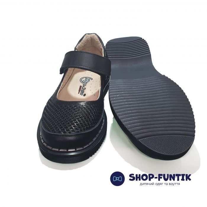 Туфли  Minicolor черные  со сквозной перфорацией