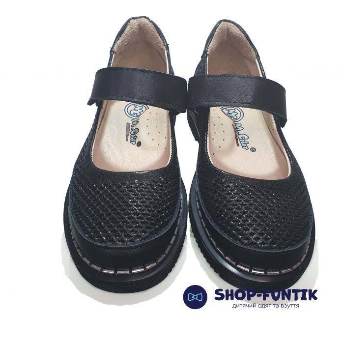 Туфли  Minicolor черные  со сквозной перфорацией