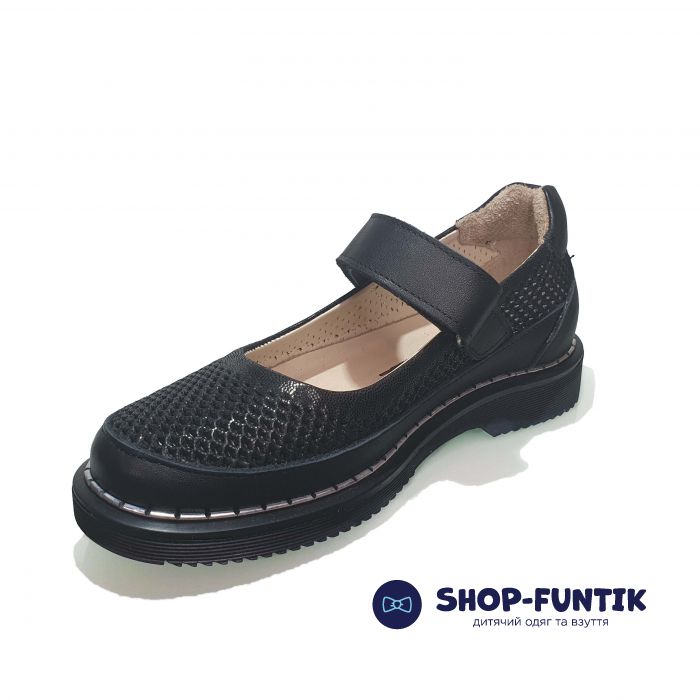 Туфли  Minicolor черные  со сквозной перфорацией