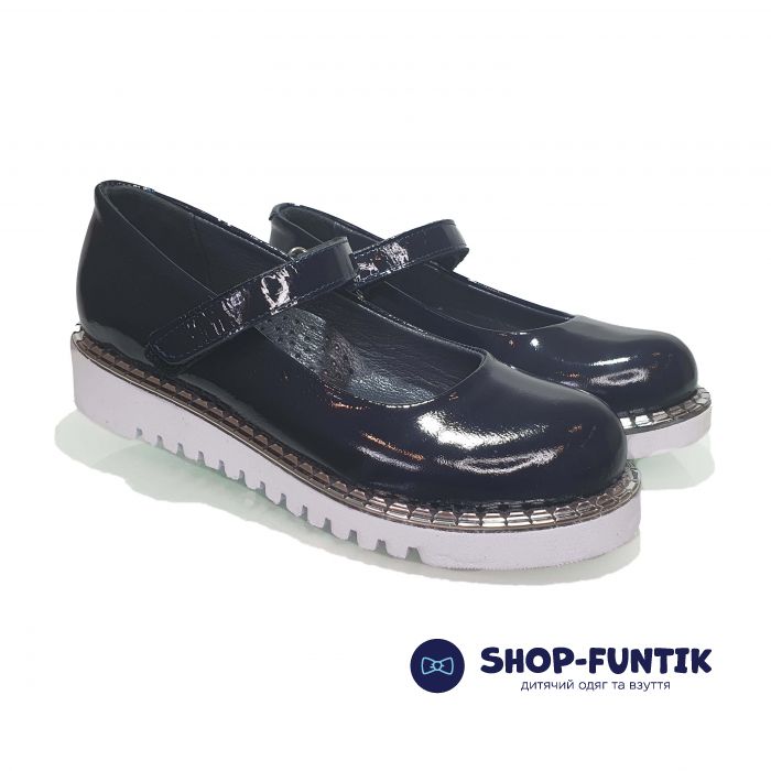 Туфли Tomini темно-синие лакированная кожа