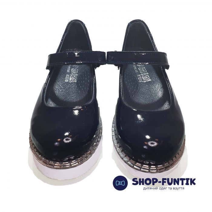 Туфли Tomini темно-синие лакированная кожа