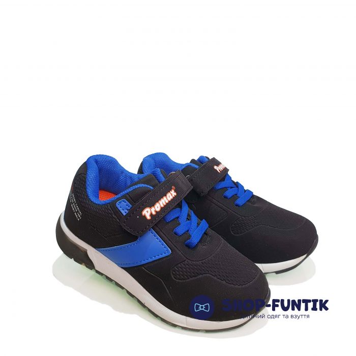 Кроссовки  Promax  черные с синей полосой 501-6