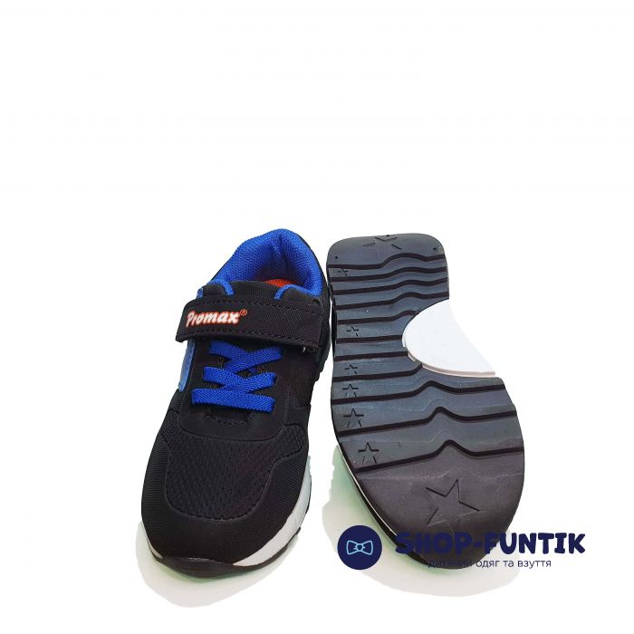 Кроссовки  Promax  черные с синей полосой 501-6