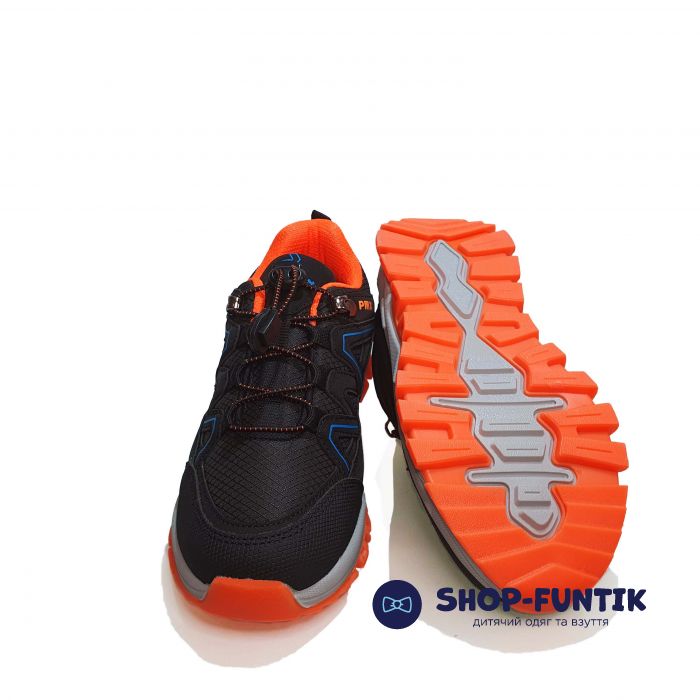 Кроссовки  Promax черные с оранжевым декором 1738.08