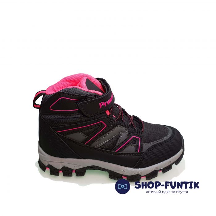 Кроссовки  Promax черные с розовым декором 1726-7