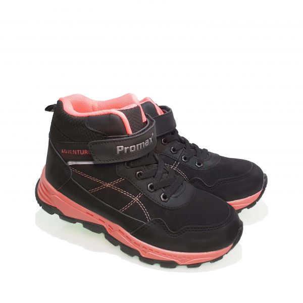 Кроссовки  Promax черные на розовой подошве 1725-9