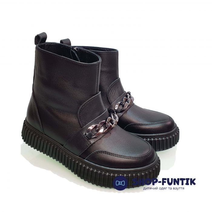 Ботинки Tomini черные на ребристой подошве 715