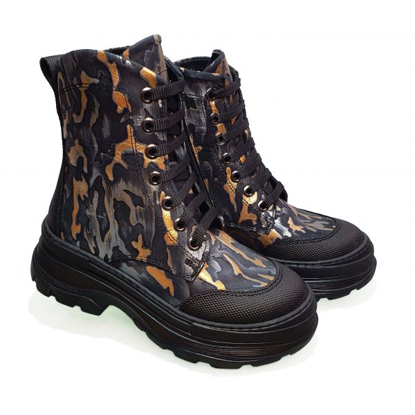 Ботинки Tunel серые с золотыми вставками 23-50-01