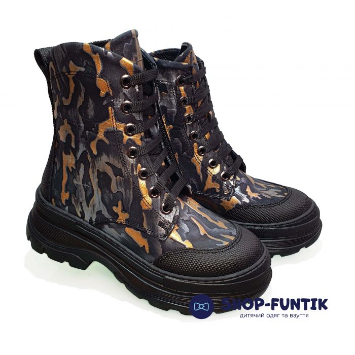 Ботинки Tunel серые с золотыми вставками 23-50-01