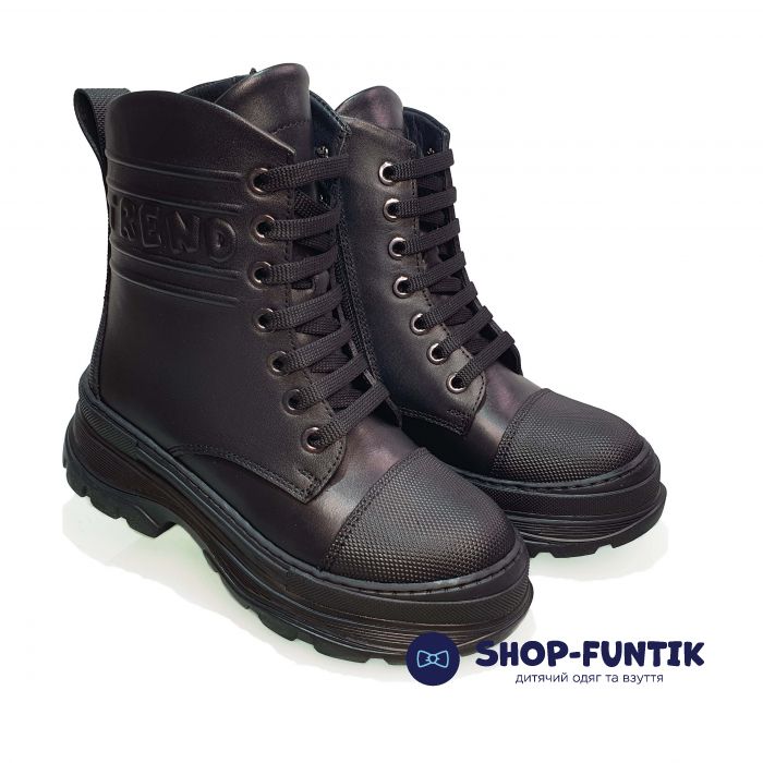 Ботинки Tunel черные высокие с тиснением 23-56-11