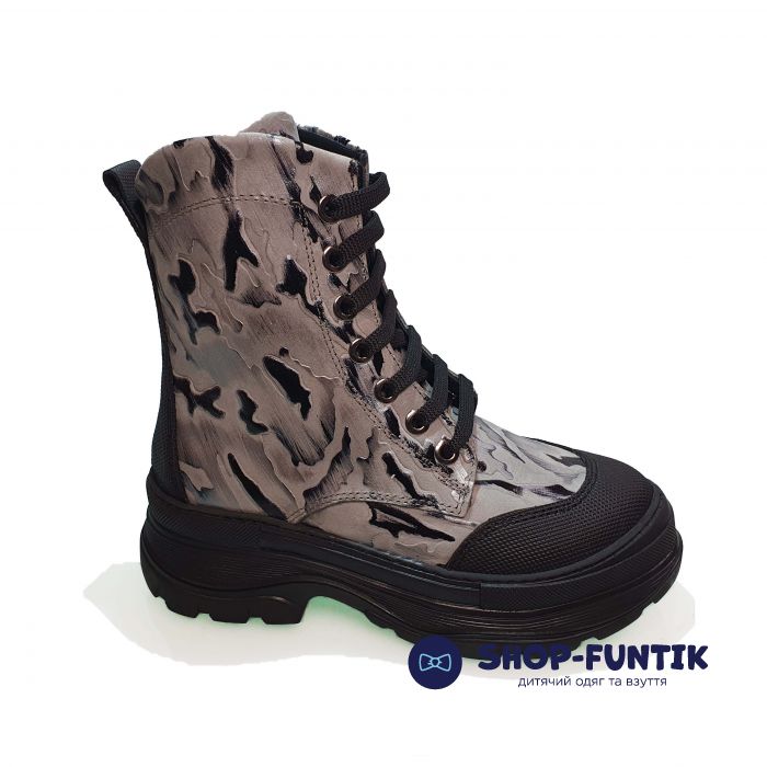 Ботинки Tunel светло-серые с черными вставками 23-50-02