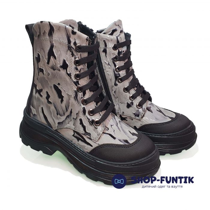 Ботинки Tunel светло-серые с черными вставками 23-50-02