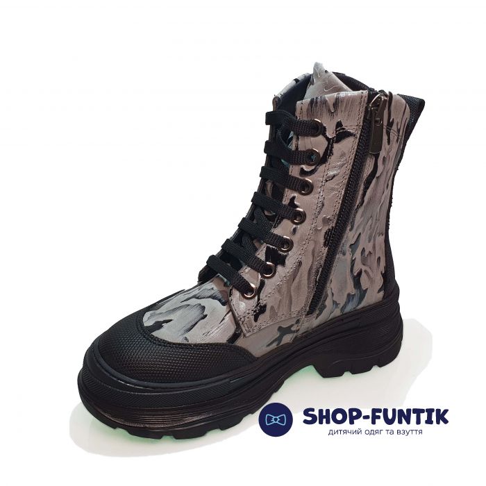 Ботинки Tunel светло-серые с черными вставками 23-50-02