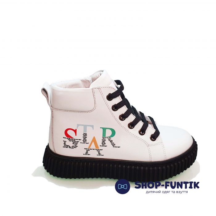 Ботинки Tunel белые на черной подошве 24-90-08