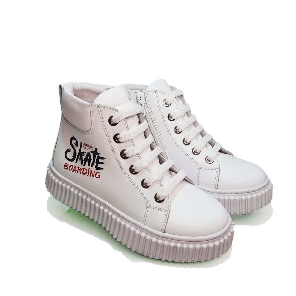 Ботинки Tunel белые на белой подошве 24-90-07