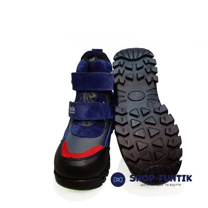 Ботинки Panda синие с серыми вставками 011