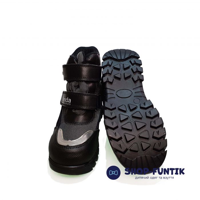 Ботинки Panda черные с серыми вставками 011.0450