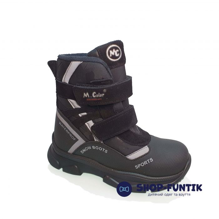 Ботинки  Minicolor черные с серой полосой 2542.13