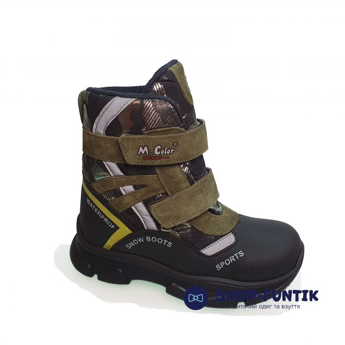 Ботинки  Minicolor оливковые с принтом 2542.14