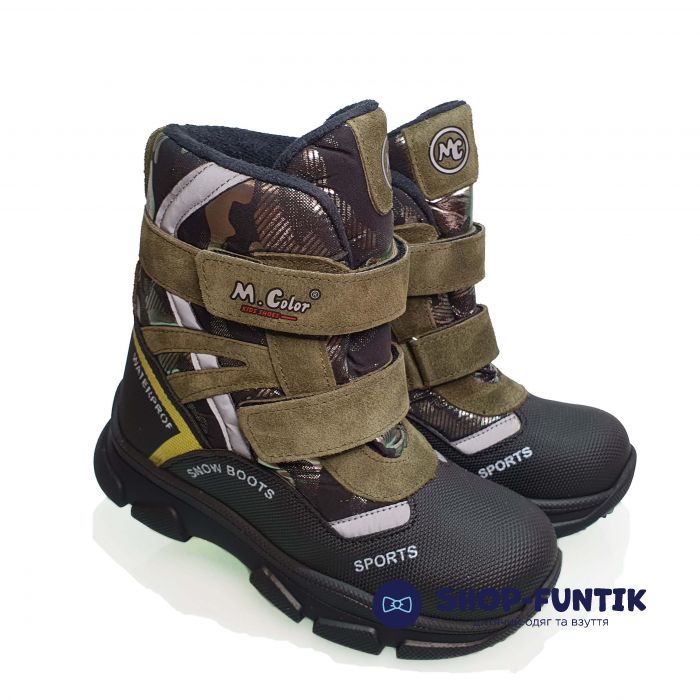 Ботинки  Minicolor оливковые с принтом 2542.14