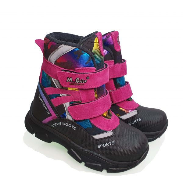 Ботинки  Minicolor малиновые с цветным притом 2542.16