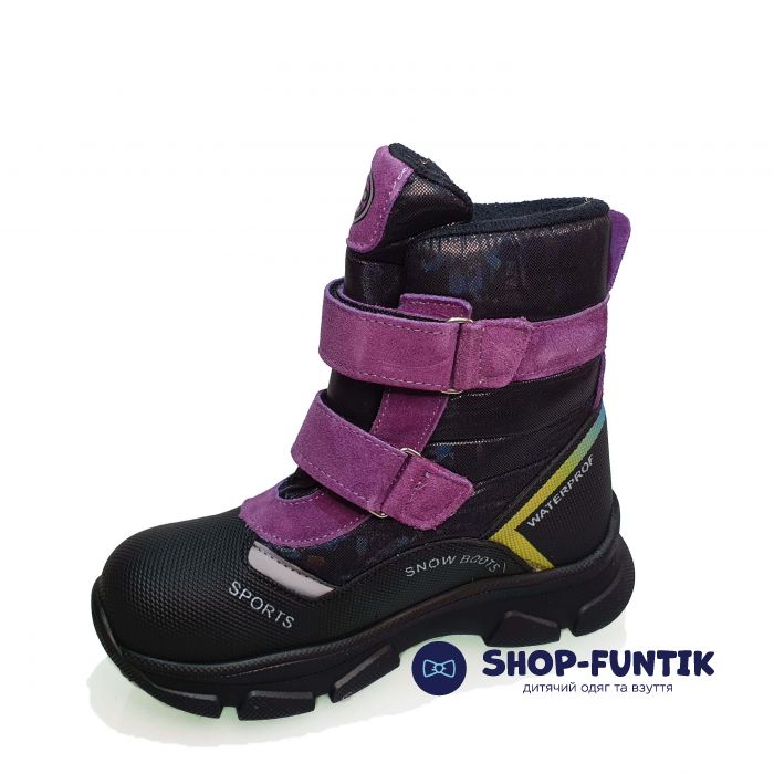 Ботинки  Minicolor черные с фиолетовыми вставками 2542.17