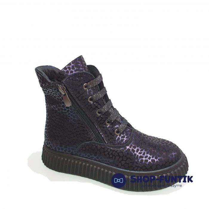 Ботинки Panda темно-синие с лазерным напылением на коже 004.2102