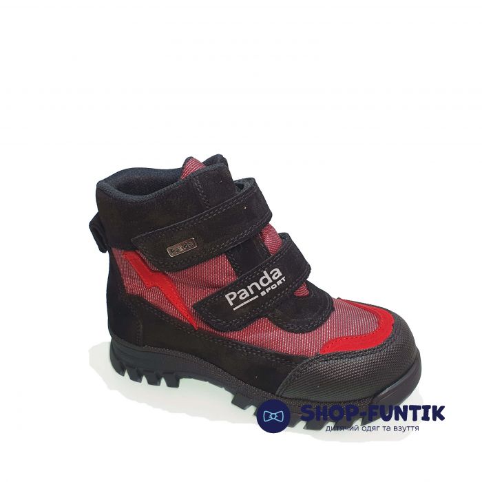 Ботинки Panda черно-красные на липучках 011.4