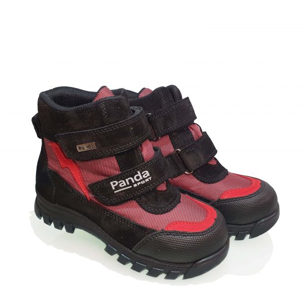 Ботинки Panda черно-красные на липучках 011.4