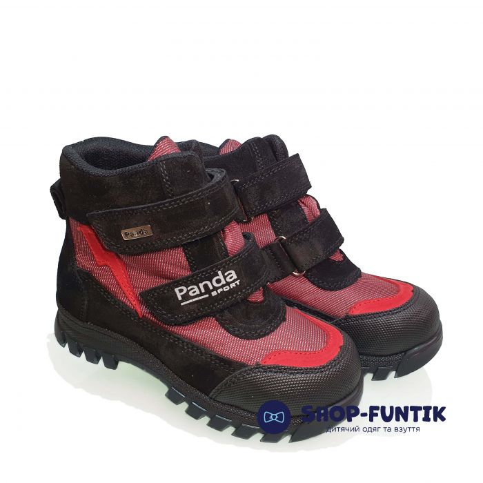 Ботинки Panda черно-красные на липучках 011.4
