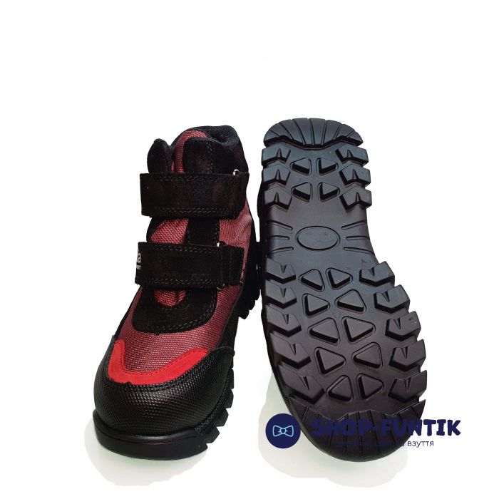 Ботинки Panda черно-красные на липучках 011.4