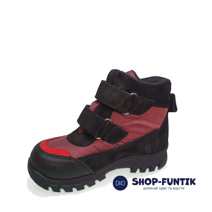 Ботинки Panda черно-красные на липучках 011.4
