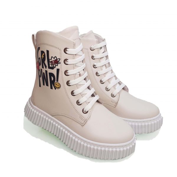 Ботинки Tunel беживые на белой подошве 24-65-05