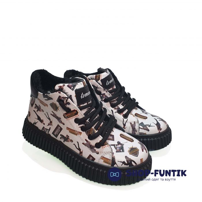 Ботинки Tomini белые с фото принтом 0610