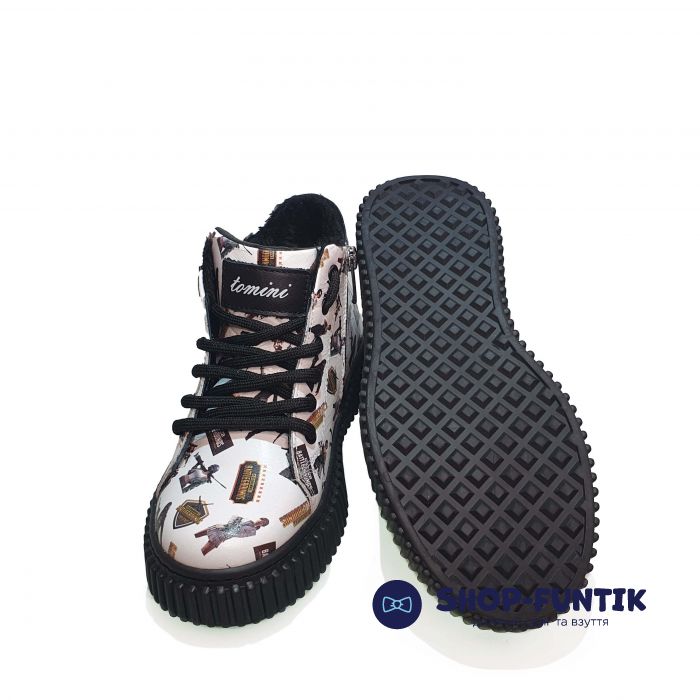 Ботинки Tomini белые с фото принтом 0610