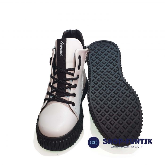 Черевики Tomini білі з чорними вставками 0622