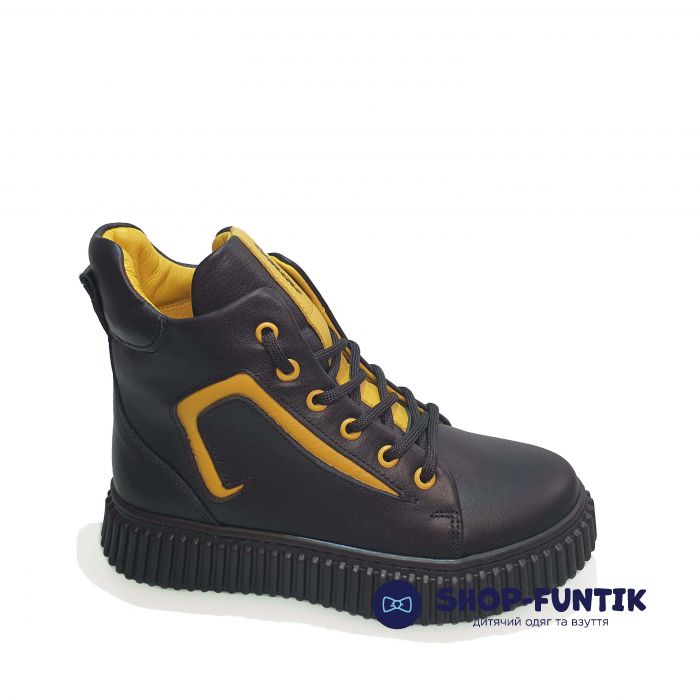 Ботинки Tomini черные с желтыми вставками 0622.2