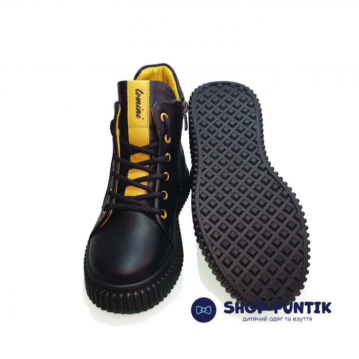 Ботинки Tomini черные с желтыми вставками 0622.2