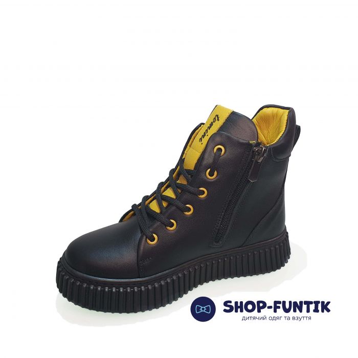 Ботинки Tomini черные с желтыми вставками 0622.2