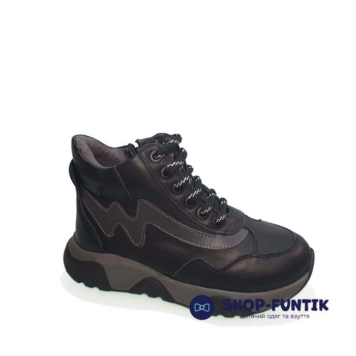 Ботинки Tomini черные с серыми вставками 006.5011