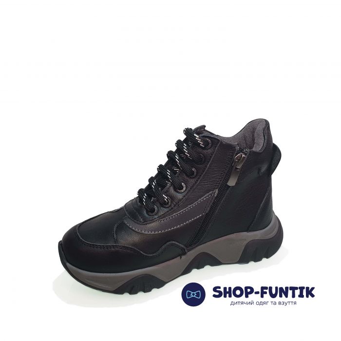 Ботинки Tomini черные с серыми вставками 006.5011