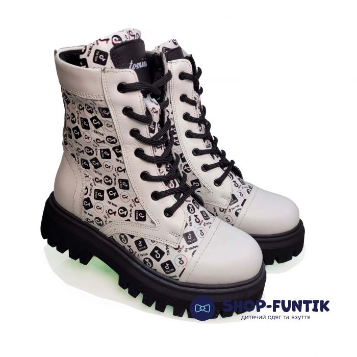 Ботинки Tomini белые с принтом TikTok 0625