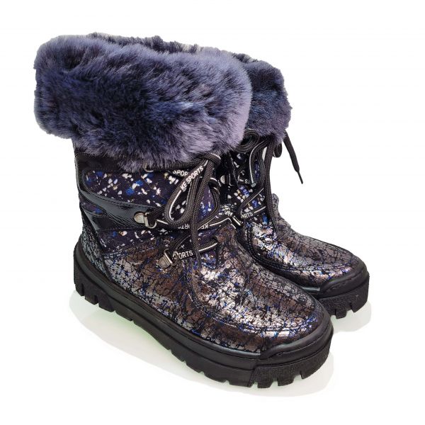 Угги  Panda синие с декоративной шнуровкой 019.1083.F