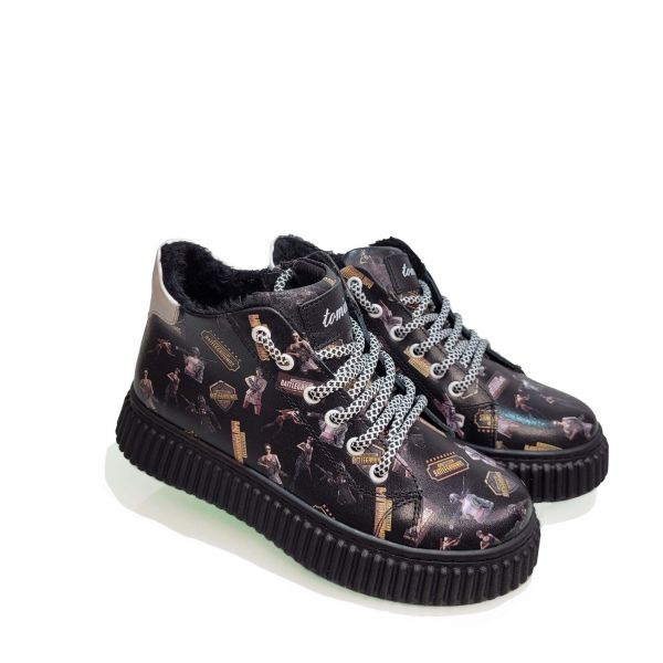 Ботинки Tomini черные с фото принтом 0610