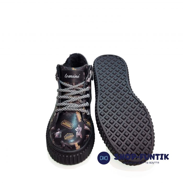 Ботинки Tomini черные с фото принтом 0610