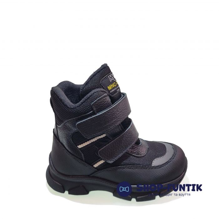 Ботинки  Minicolor черные с серыми вставками 2590-9