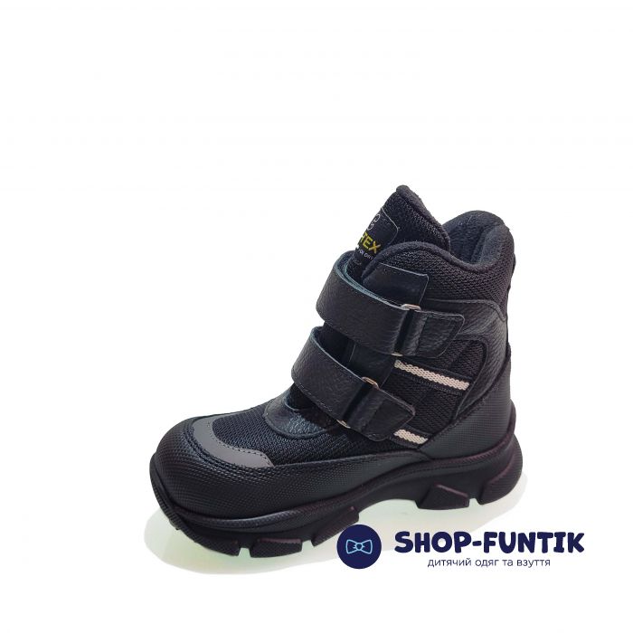 Ботинки  Minicolor черные с серыми вставками 2590-9